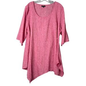 For Cynthia Linen Blend Tunic Dress Womens Plus Size 2X Pink Lagnelook Minimal